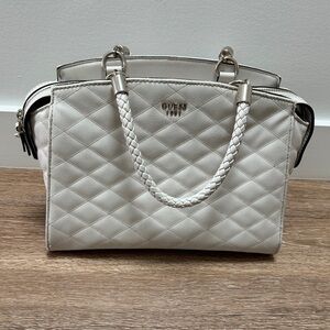GUESS Cream Quilted Satchel